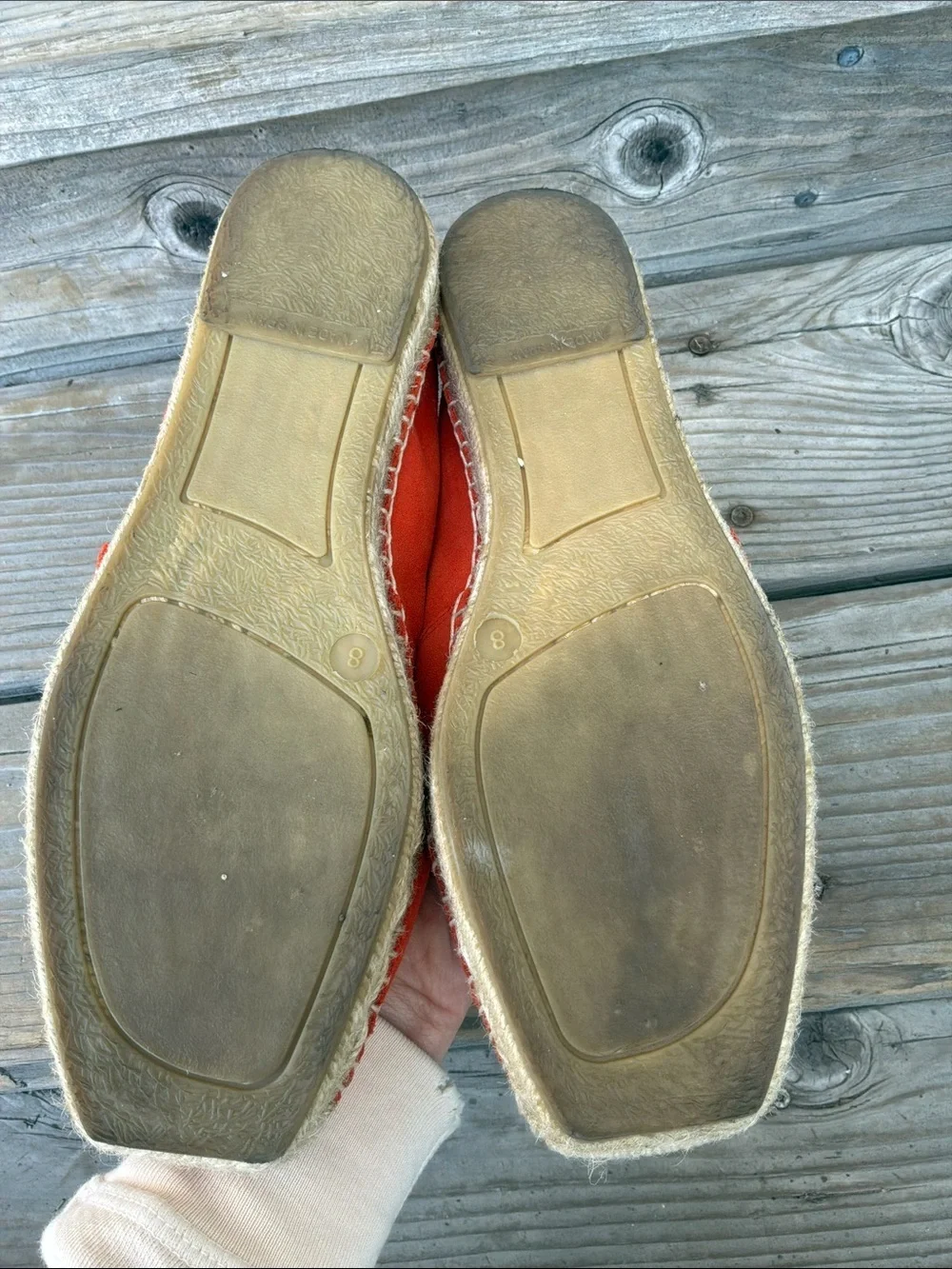 Mivano Italia Deep Orange Suede Slip On Espadrille Flat Size 8